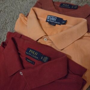 Polo by Ralph Lauren Men's Orange and Red Polo Shirts Lot Of 3